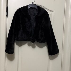 Black Faux Fur Cropped Jacket
